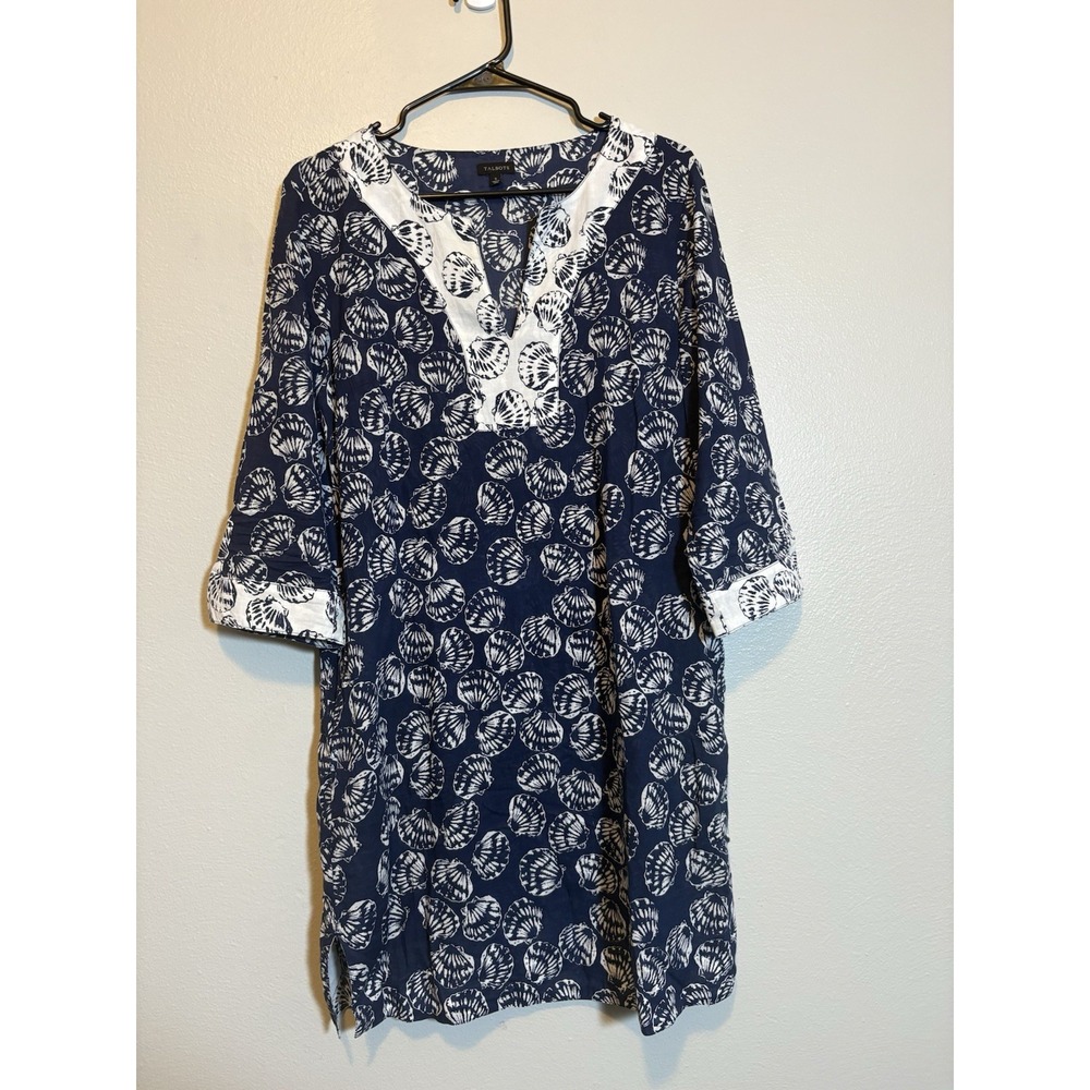 Talbots Seashell Swimsuit Cover Blue White Small Resort Beach Pool Summer